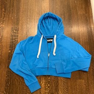 Katie J NYC Blue Cropped Hoodie